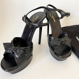saint laurent black leather bianca bow pumps 38 EU